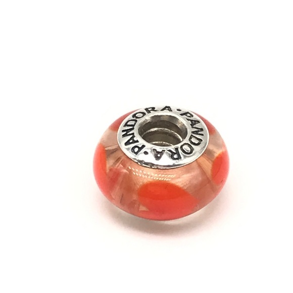 Pandora Jewelry - Pandora Orange Hearts Murano Glass Charm